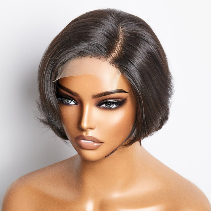 Black human hair closure selling wig